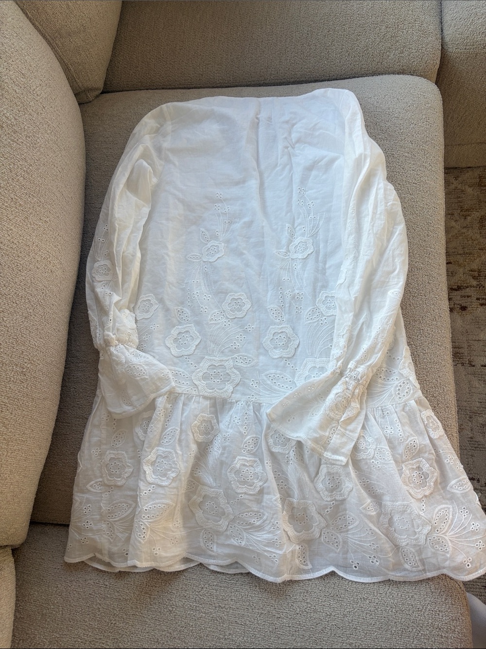Sail to Sable White Eyelet V-Neck Long-Sleeve Dress - Picture 4 of 4